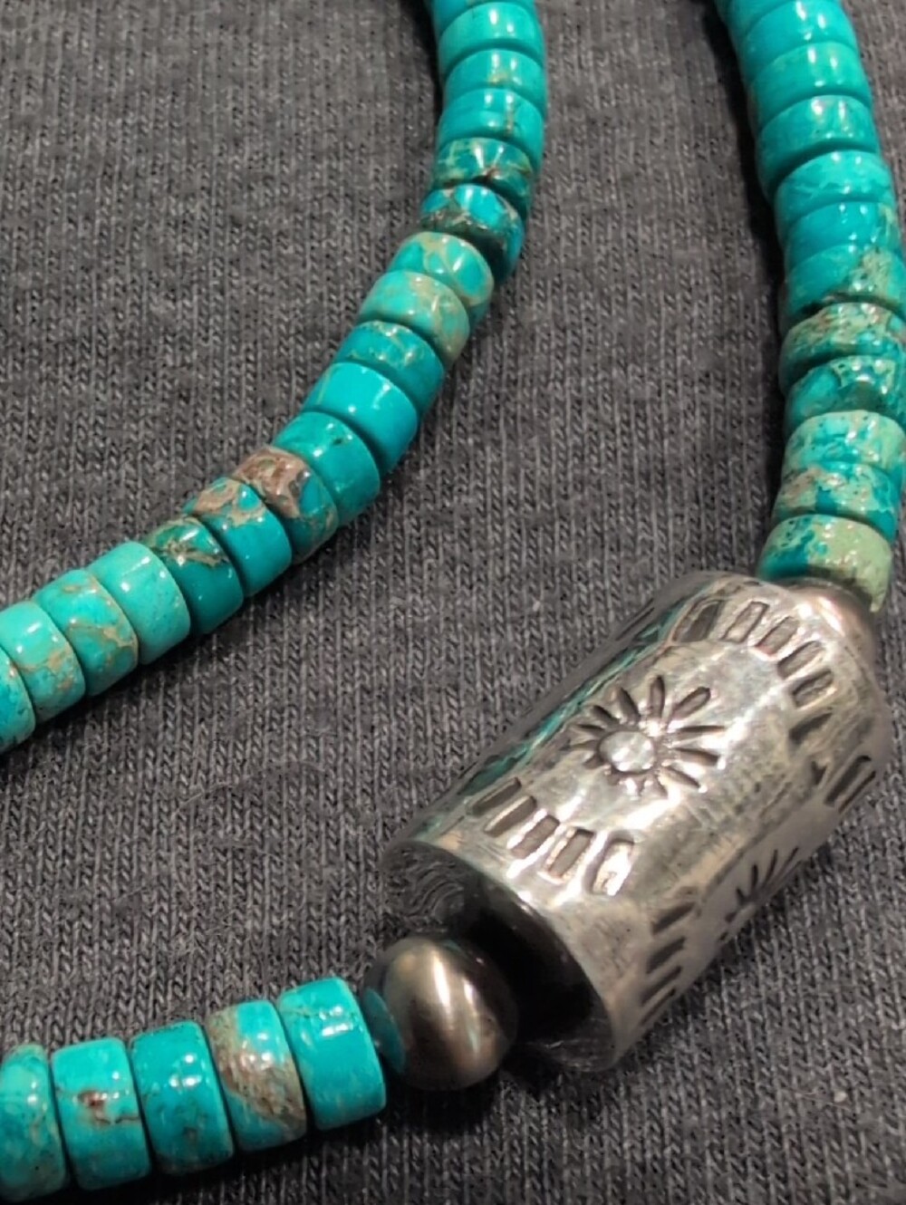 Handmade Navajo Turquoise Bead Necklace by Miranda Thompson - Picture 2 of 3